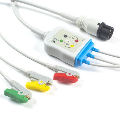 AAMI 6Pin ECG 케이블과 리드선 3 리드 IEC 클립 커넥터 ECG 케이블