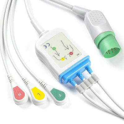 니혼 광전 공업 ECG 케이블과 리드선 CB-72353P 11은 OEC-6102A 연결기 ECG 케이블 3 리드 IEC 활기를 고정합니다