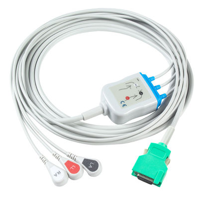 니혼 코덴에 대한 호환 직결 ECG 케이블 및 납선 3Lead AHA 스냅