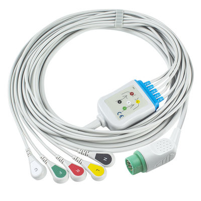 호환 시멘스 드래거 5 리드 Iec 스냅 ECG 리드 케이블 / ECG 리드 와이어 세트
