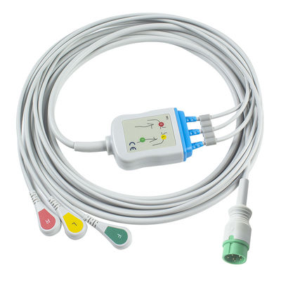 Zoll 일 조각 ECG 케이블 및 유도 전선 6pin ECG 케이블 3 채널 EKG 케이블