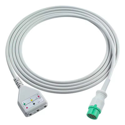코멘 12pin ECG 트렁크 케이블 코멘 유로 스타일 3 리드 케이블 1.30M
