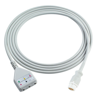PH 12Pin ECG 트렁크 케이블 필립스 Din 스타일 3 리드 케이블 1.30M