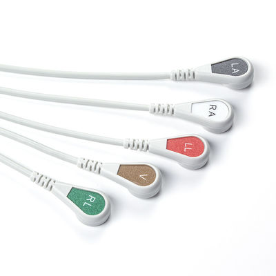 회색 호환 IVY 5Lead ECG 케이블 AHA 스냅 1m 3.0 지름