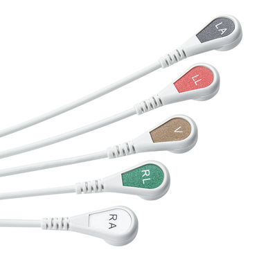 회색 호환 IVY 5Lead ECG 케이블 AHA 스냅 1m 3.0 지름
