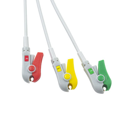 1m 3.0 지름 반 완성 된 ECG 케이블 3Lead IEC 포착기 연결 장치 없이 24개월의 유효기간