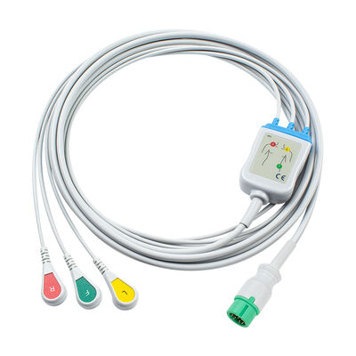 Yonker 12Pin E12 1 직선 ECG 케이블 ECG 케이블 및 납선 3Lead AHA IEC
