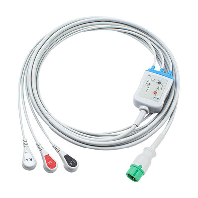 Yonker 12Pin E12 1 직선 ECG 케이블 ECG 케이블 및 납선 3Lead AHA IEC