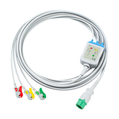 Yonker 12Pin E12 1 직선 ECG 케이블 ECG 케이블 및 납선 3Lead AHA IEC