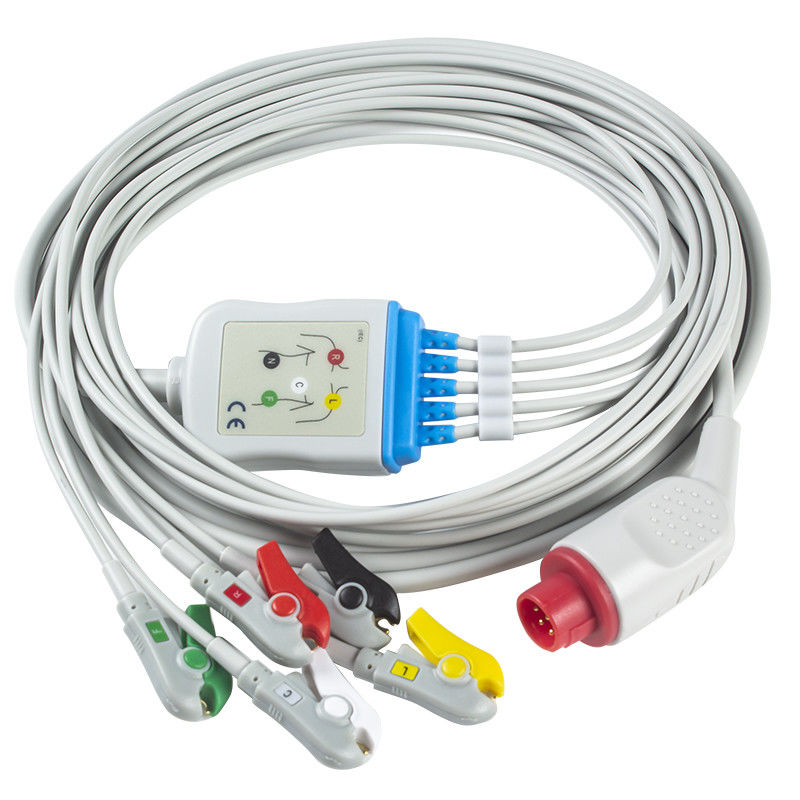 바이오넷 BM3/5 ECG 케이블과 리드선 5 리드 IEC 클립 8Pin 연결기 ECG 케이블