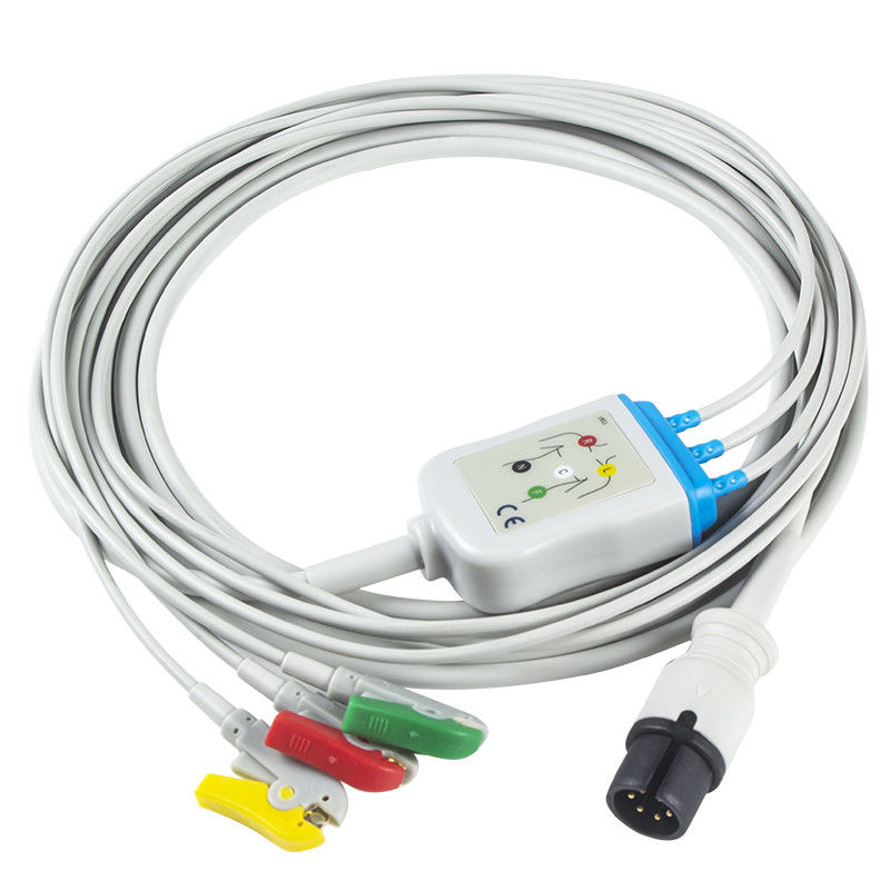 AAMI 6Pin ECG 케이블과 리드선 3 리드 IEC 클립 커넥터 ECG 케이블