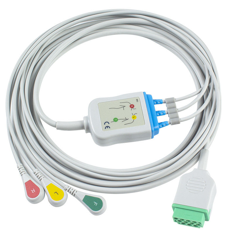 GE 마커트 0 ECG 케이블과 리드선 3 리드 IEC 갑작스러운 11 핀 연결기 ECG 케이블