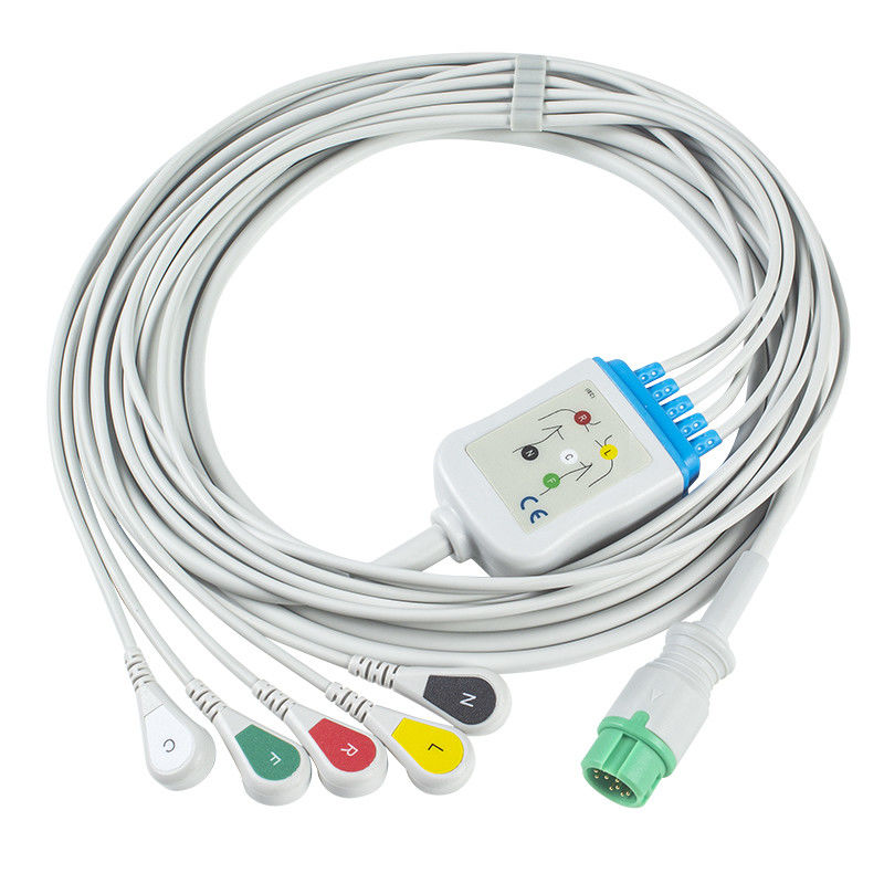 민드레이 데이터 측정기 040-000963-00 EA6252B ECG 케이블과 리드선 12 핀 연결기 ECG 케이블 5는 IEC 활기를 이끕니다