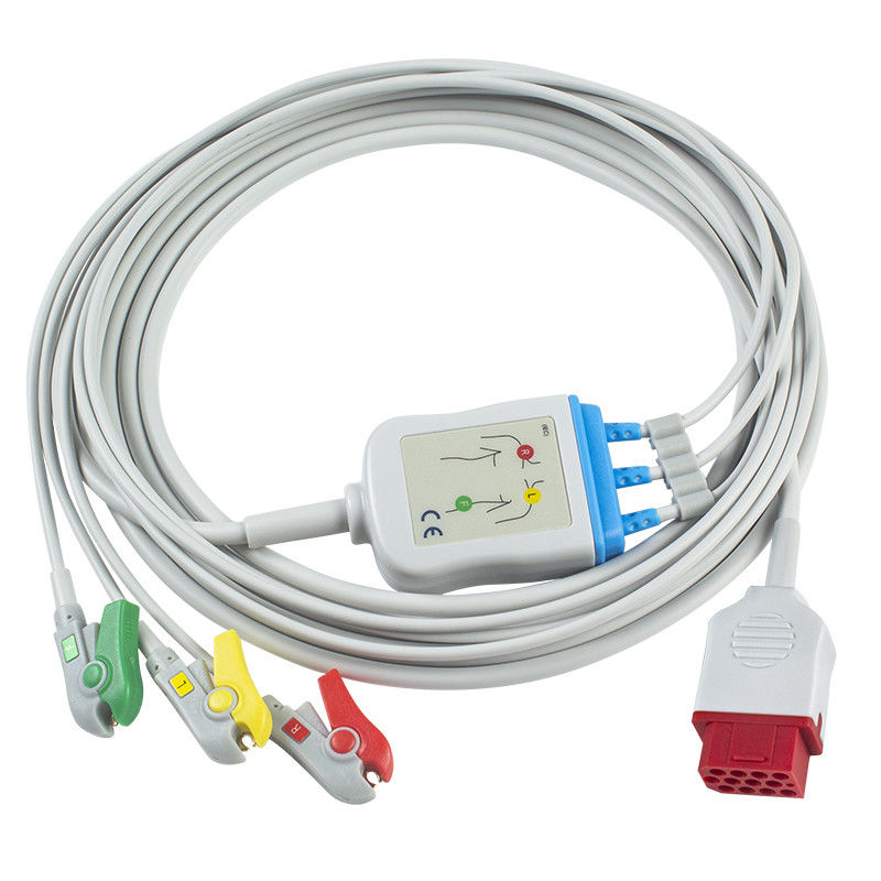 바이오넷 새로운 BM3 BM5 ECG 케이블과 리드선 12 핀 연결기 ECG 케이블 3은 IEC 포착기 클립을 이끕니다