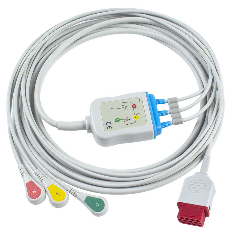 바이오넷 새로운 모델 BM3 BM5 ECG 케이블과 리드선 활기 ECG 케이블 3 리드 IEC 12 핀 연결기