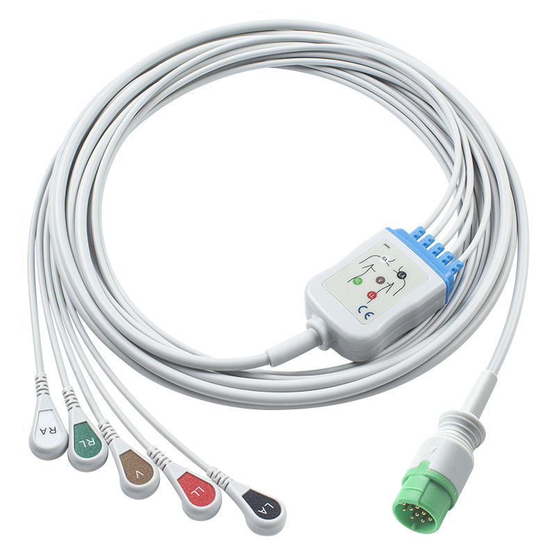 후쿠다 덴시 호환 직결 ECG 케이블 및 리드 와이어 - CI-700E-5 5Lead AHA 스냅