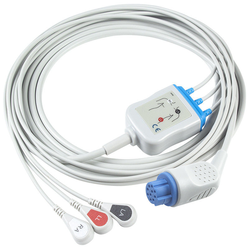 데이텍스 오메다 호환 직결 ECG 케이블 및 유도선 3Lead AHA 스냅