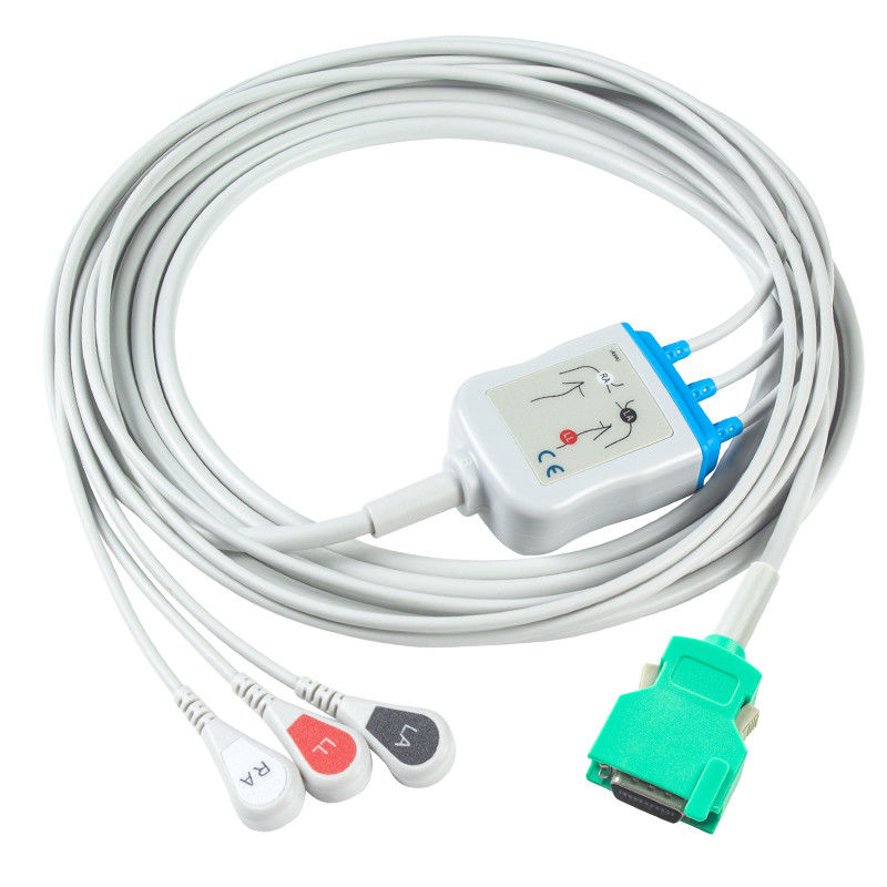 니혼 코덴에 대한 호환 직결 ECG 케이블 및 납선 3Lead AHA 스냅