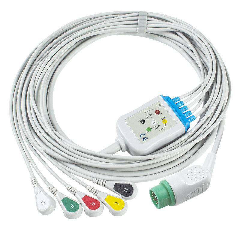호환 시멘스 드래거 5 리드 Iec 스냅 ECG 리드 케이블 / ECG 리드 와이어 세트