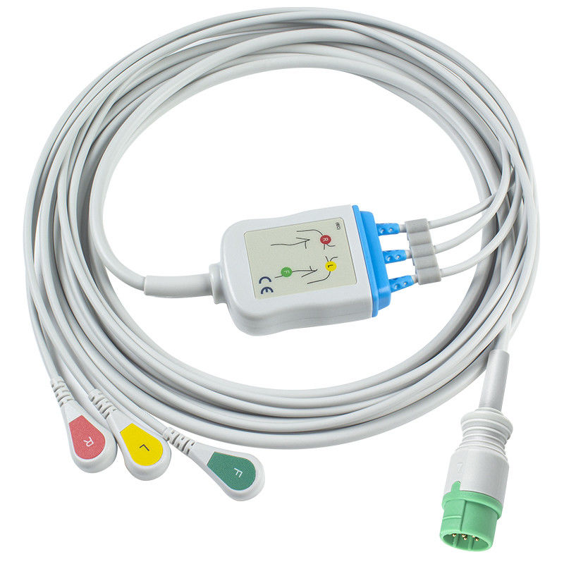 쉴러 호환 ECG 케이블 및 리드 와이어 직접 연결 3 리드 Iec 스냅