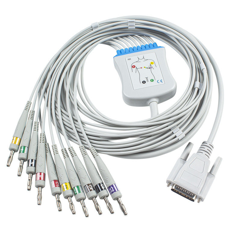 니혼 광전 공업 Ekg 트렁크 케이블 BA-902D ECG-FD07 ECG-9010K 리드선 15는 IEC 바나나 4.0을 고정합니다