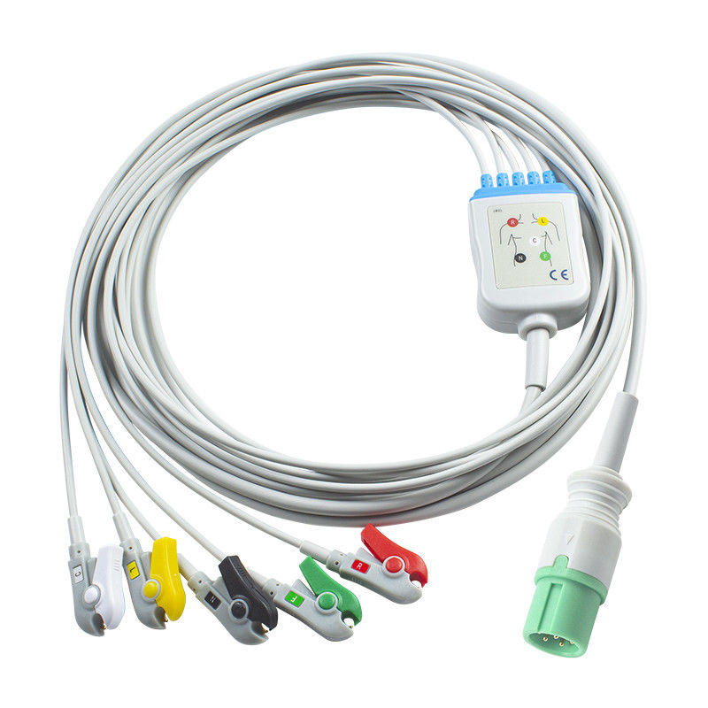 콘텍 ECG 케이블 및 리드 와이어 7pin 커넥터 CMS 7000 8000 5000 새로운 모델 ECG 케이블 5 리드 Grabber