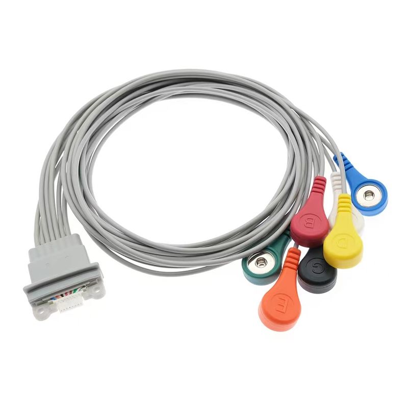 쉴러 메디로그 AR12 플러스 ECG 홀터 케이블 7Lead IEC 스냅 AR4 플러스 FD5에 호환됩니다.