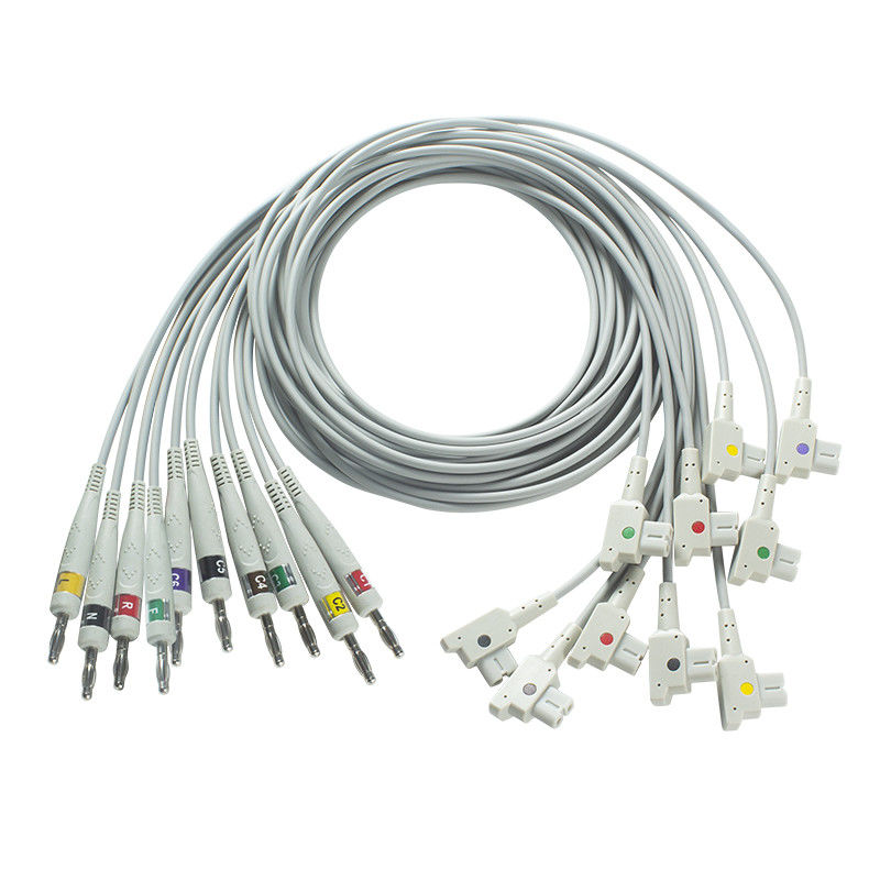 GE AM4,AM5, CASE 12,CASE 15,CASE 16,CENTRA MAC12에 대한 호환되는 GE ECG 진단 케이블 10Lead IEC 바나나