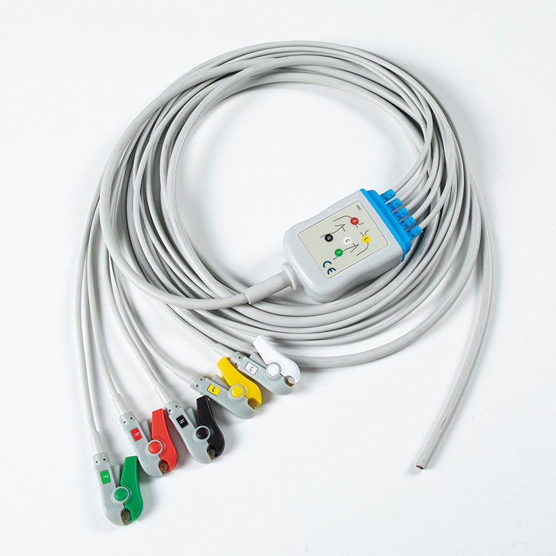 연결 장치 없이 반 완성 된 ECG 케이블 5Lead ECG Grabber IEC 2.5m 5.0 지름